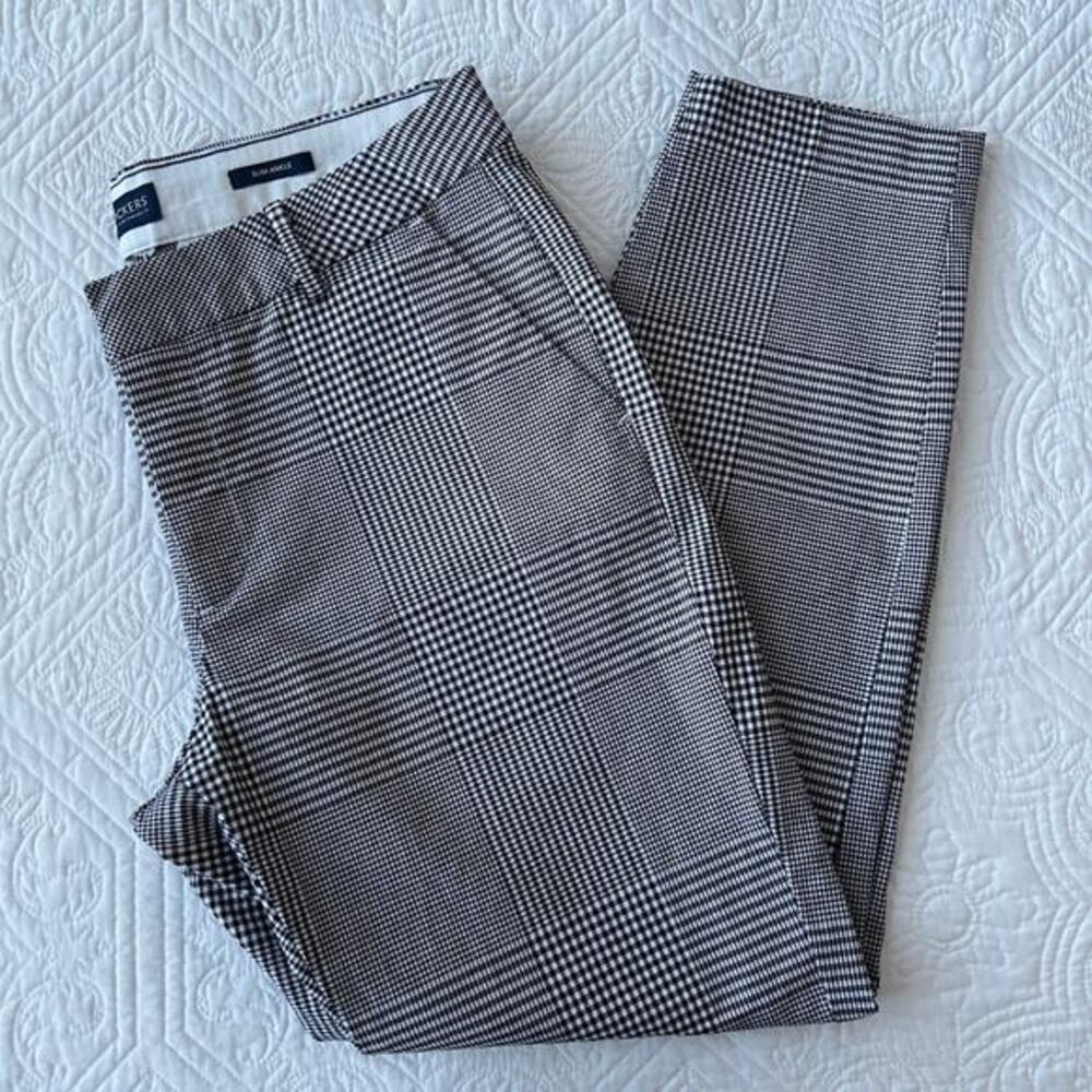 Dockers Slim Ankle Pants White Black Plaid Houndstooth 8‎